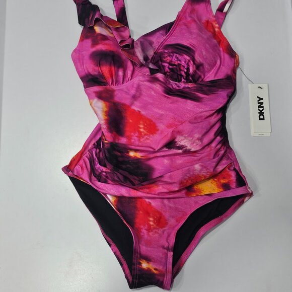 Dkny Ruffle Neck One-Piece Swimsuit - Picture 5 of 9